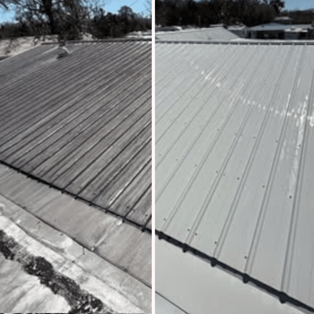 metal roof cleaning before after